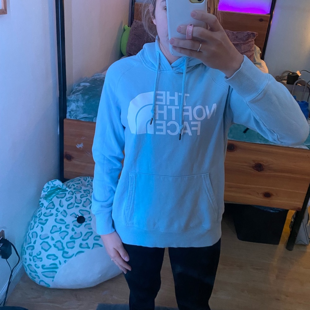 LIGHT BLUE NORTH FACE SWEATSHIRT